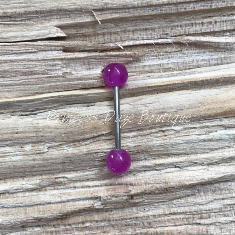 Purple Glow In The Dark‎ Tongue Ring